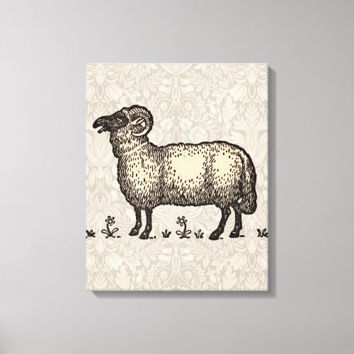 Sheep Lamb Farm Animal Vintage Canvas Print