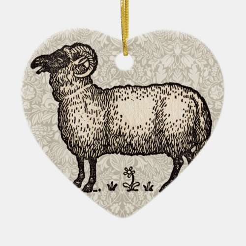 Sheep Lamb Farm Animal Vintage Ceramic Ornament