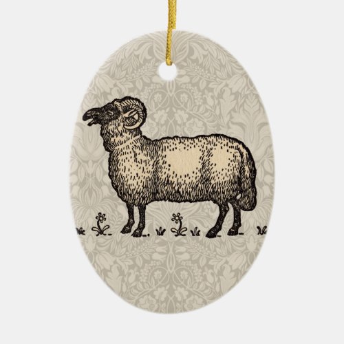 Sheep Lamb Farm Animal Vintage Ceramic Ornament