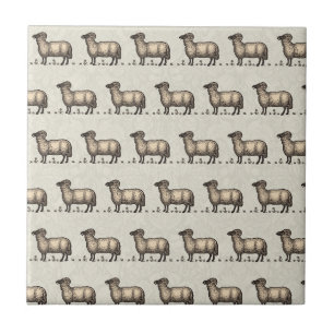Sheep Lamb Farm Animal Vintage Ceramic Tile