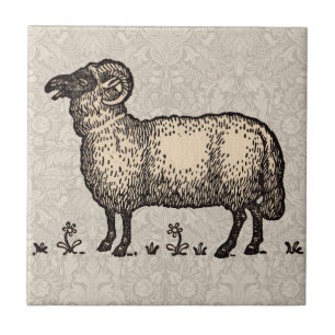 Sheep Lamb Farm Animal Vintage Ceramic Tile