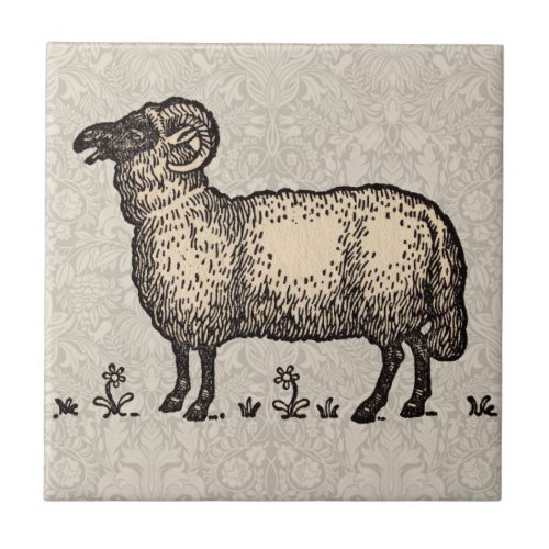 Sheep Lamb Farm Animal Vintage Ceramic Tile