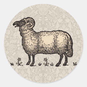 Sheep Lamb Farm Animal Vintage Classic Round Sticker