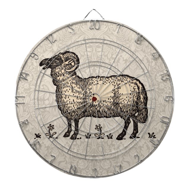 Sheep Lamb Farm Animal Vintage Dartboard With Darts (Front)