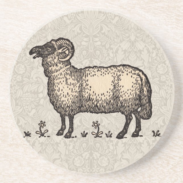 Sheep Lamb Farm Animal Vintage Drink Coaster (Front)