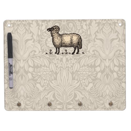 Sheep Lamb Farm Animal Vintage Dry Erase Board With Keychain Holder