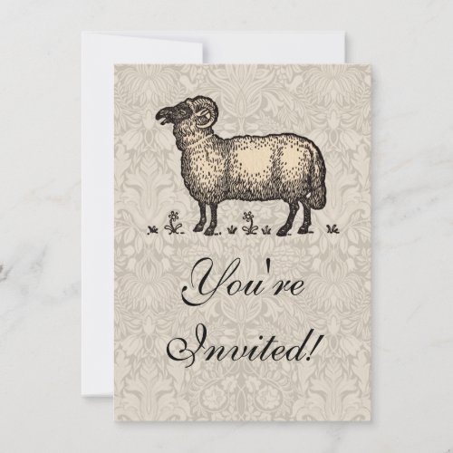 Sheep Lamb Farm Animal Vintage Invitation