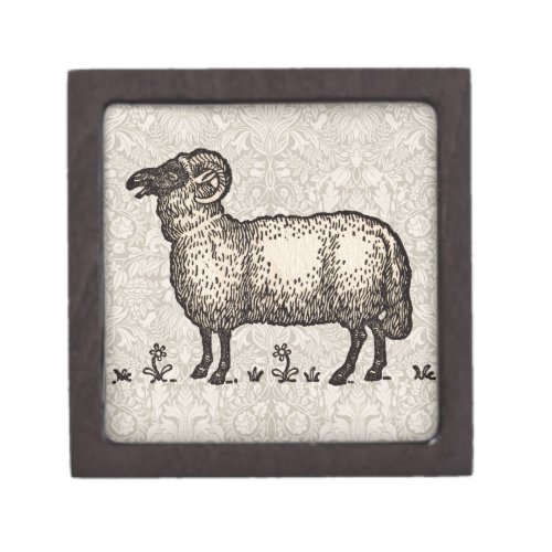 Sheep Lamb Farm Animal Vintage Jewelry Box