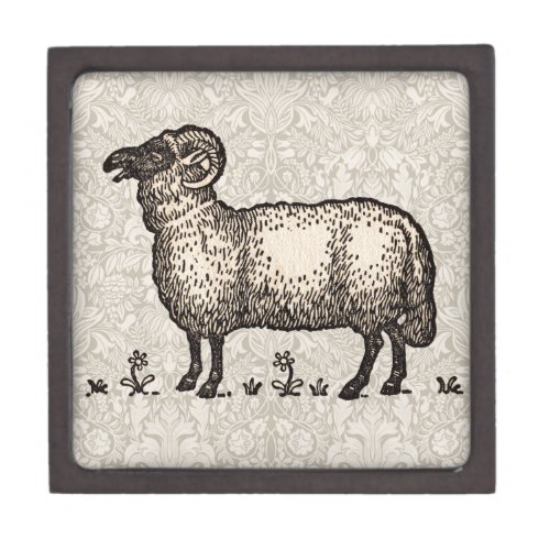 Sheep Lamb Farm Animal Vintage Jewelry Box