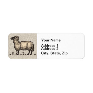 Sheep Lamb Farm Animal Vintage Label