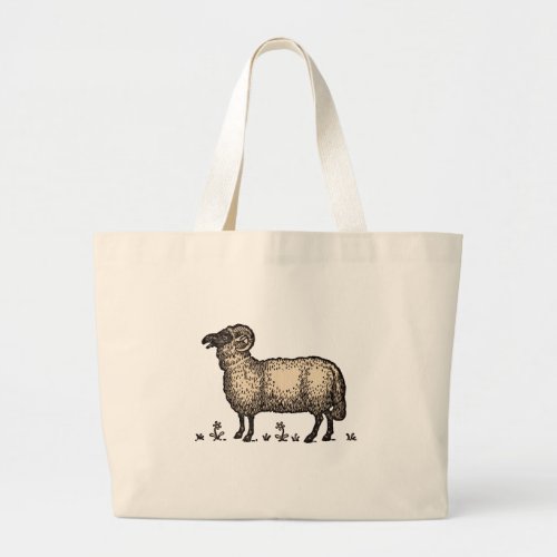 Sheep Lamb Farm Animal Vintage Large Tote Bag