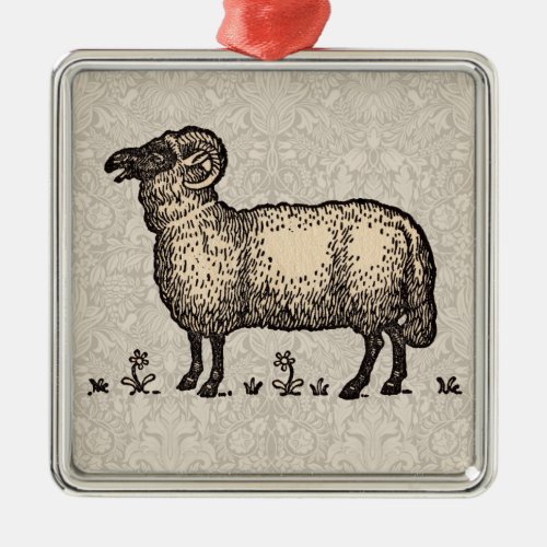 Sheep Lamb Farm Animal Vintage Metal Ornament