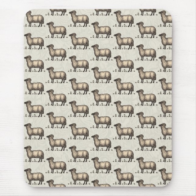 Sheep Lamb Farm Animal Vintage Mouse Pad (Front)
