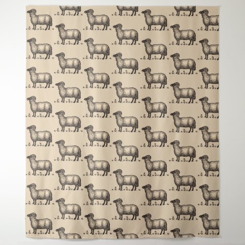 Sheep Lamb Farm Animal Vintage Tapestry