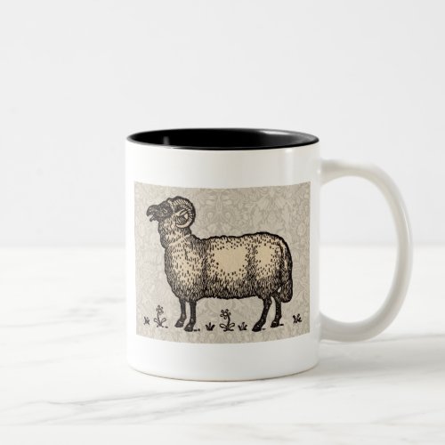 Sheep Lamb Farm Animal Vintage Two_Tone Coffee Mug