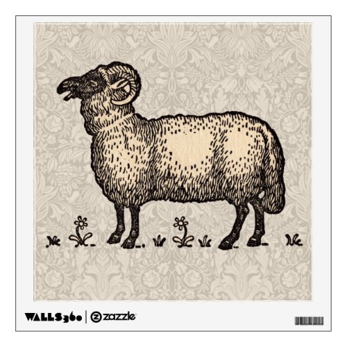 Sheep Lamb Farm Animal Vintage Wall Sticker