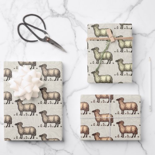 Sheep Lamb Farm Animal Vintage Wrapping Paper Sheets