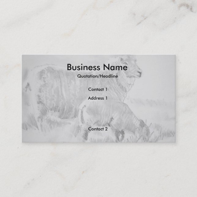 Sheep Lamb Pencil Drawing Business Cards (Front)