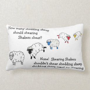 Sheep/Lamb Shearing tongue-twister poem Lumbar Pillow