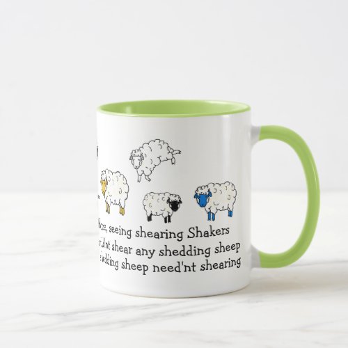 Sheep Lamb Shearing tounge_twister poem cartoon Mug