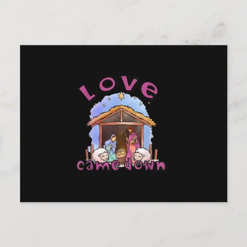 Sheep Love Came Down Christian Nativity Scene in C Announcement Postcard