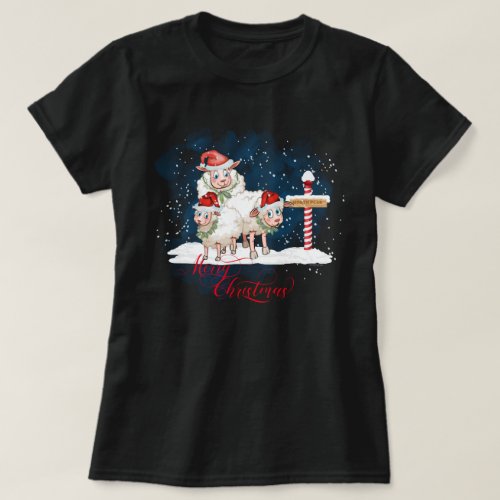 Sheep Lovers Christmas North Pole T_Shirt