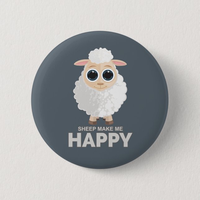 Sheep Make Me Happy Button (Front)
