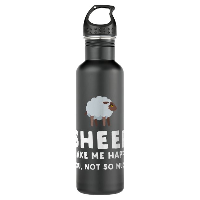 Sheep Make Me Happy  Funny Sheep   Stainless Steel Water Bottle (Front)
