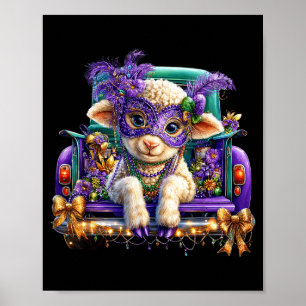 Sheep Mardi Gras Truck Nola Cute Kids Boys Girls W Poster