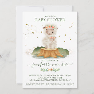 Sheep Mommy Bunny Baby Invitation