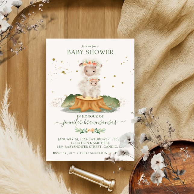 Sheep Mommy Bunny Baby Invitation (Creator Uploaded)
