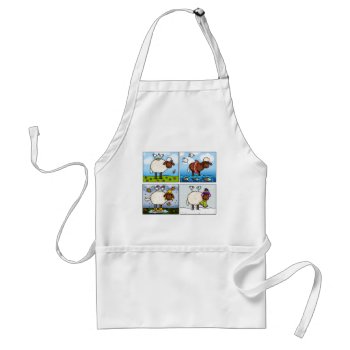 Sheep Of All Seasons Apron by cfkaatje at Zazzle