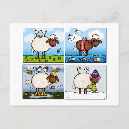 sheep of all seasons postcard