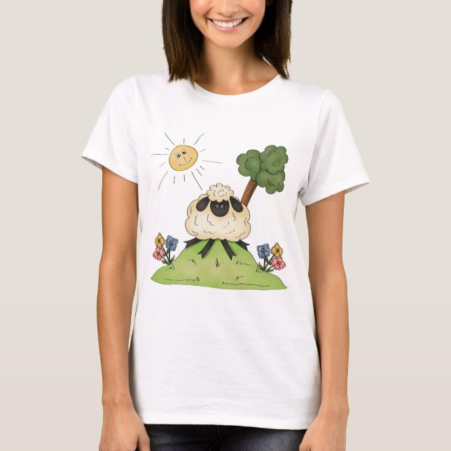 Sheep On A Hill Womens T-Shirt (Front)