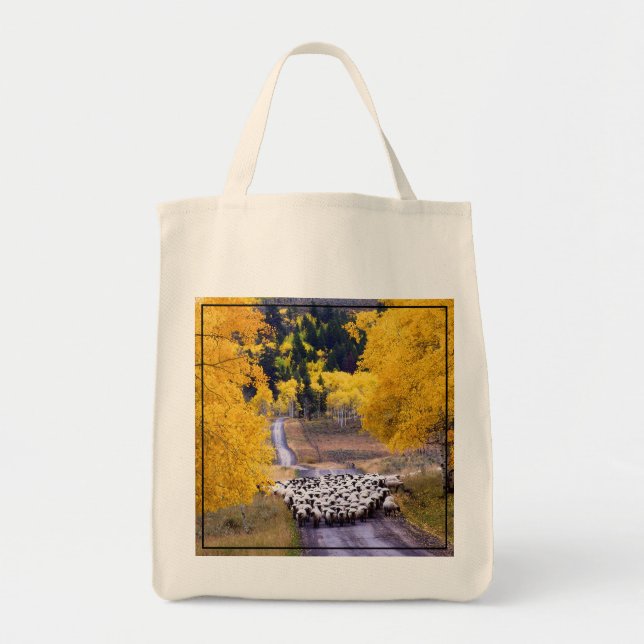 Sheep on Country Road Tote Bag (Front)