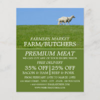 Sheep on Grass, Farmer & Butcher Advertising Flyer