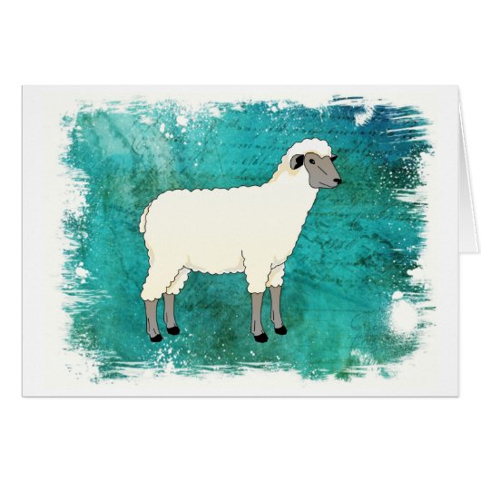 Sheep on Mixed Media Background Cards (Front Horizontal)