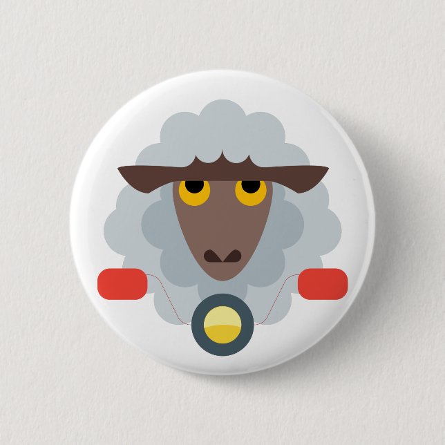 Sheep on Motorcycle Button (Front)