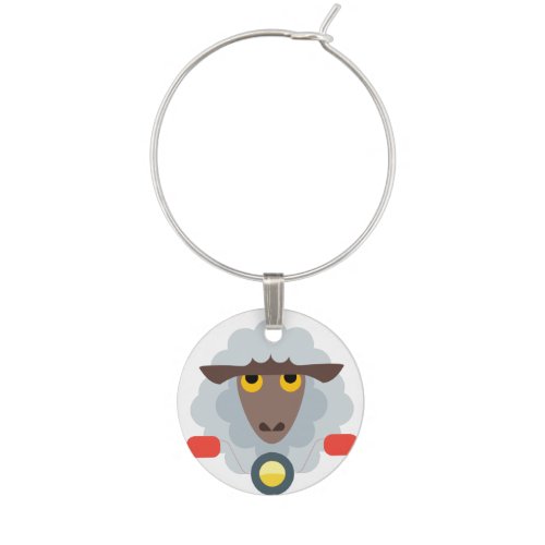 Sheep on Motorcycle Wine Charm