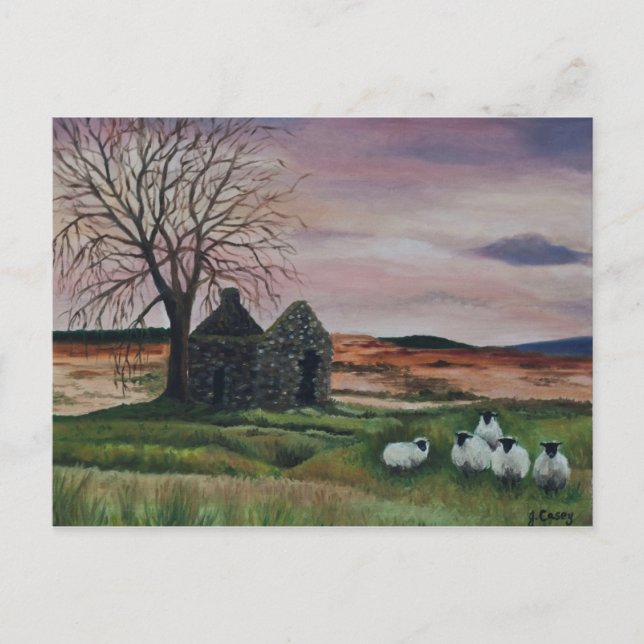 Sheep on Parkmore, County Antrim painting - Card (Front)