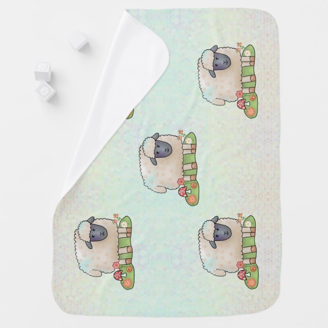 Sheep on pasture baby blanket (In Situ)