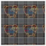sheep on tartan background fabric