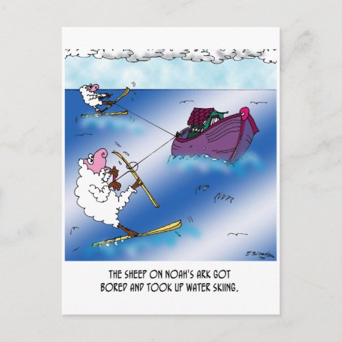 Sheep on the Ark Water Ski Postcard