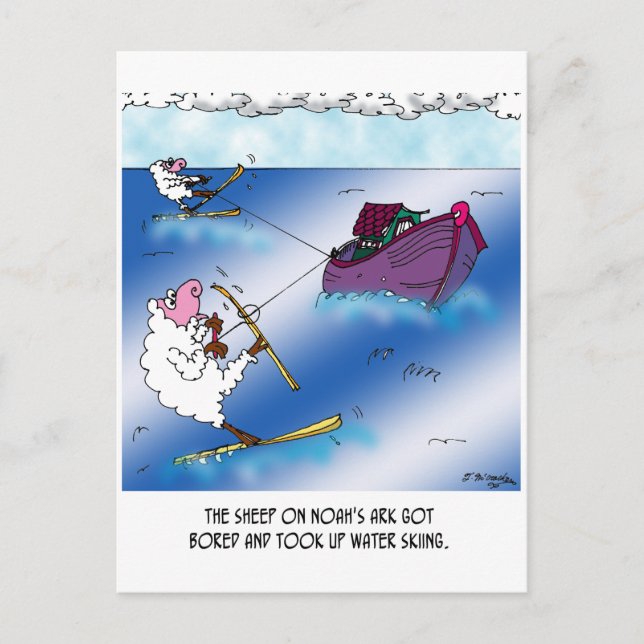Sheep on the Ark Water Ski Postcard (Front)