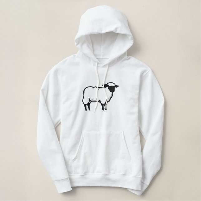 Sheep Outline Embroidered Hoodie (Design Front)