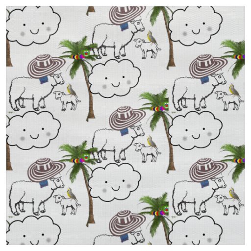 Sheep Palm Trees  Fabric