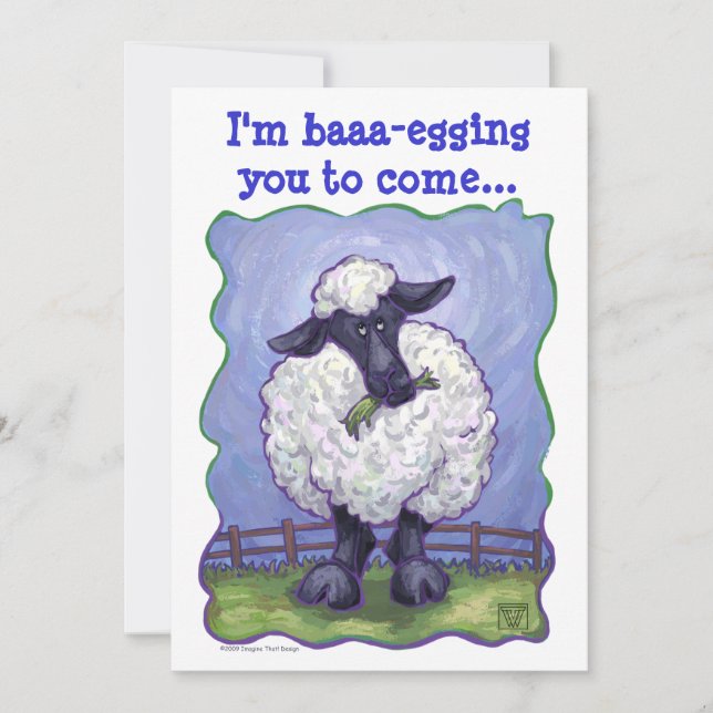 Sheep Party Center Invitation (Front)
