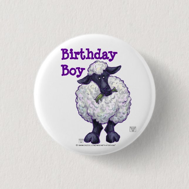 Sheep Party Center Pinback Button (Front)
