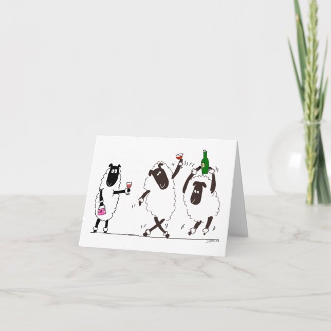 Sheep party time letterpress thank you card (Front)