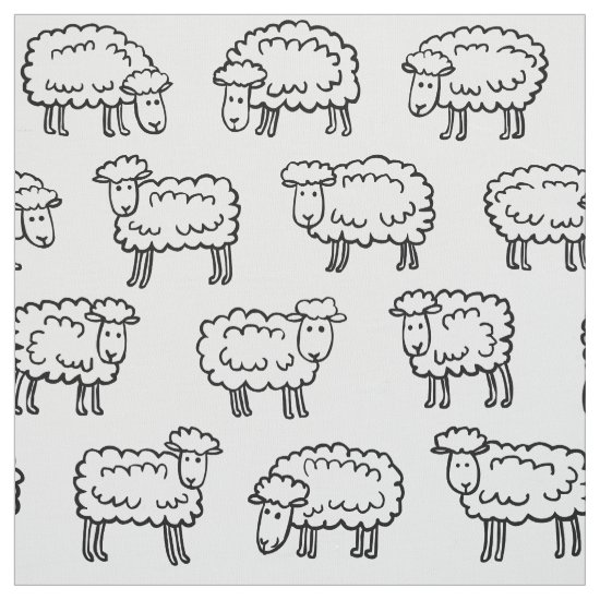 Sheep Pattern - Black and White Fabric